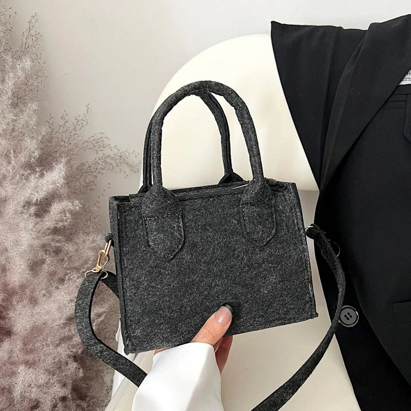 D0LF Women Small Felt Handbag Shoulder Messenger Crossbody Shopping Bags Satchel