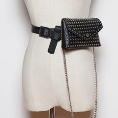 Rivet Belt Bag Leather Fanny Pack Small Waist Bags Punk Purse ZM0768