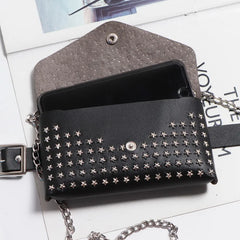 Rivet Belt Bag Leather Fanny Pack Small Waist Bags Punk Purse ZM0768