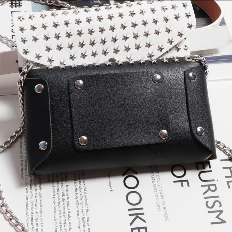 Rivet Belt Bag Leather Fanny Pack Small Waist Bags Punk Purse ZM0768