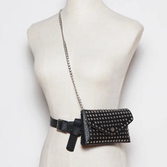 Rivet Belt Bag Leather Fanny Pack Small Waist Bags Punk Purse ZM0768