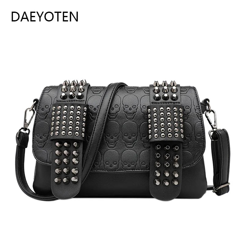 Skull Rivet Shoulder Bag Punk Style Crossbody Bags for Women