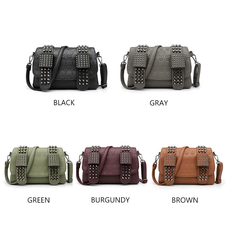 Skull Rivet Shoulder Bag Punk Style Crossbody Bags for Women