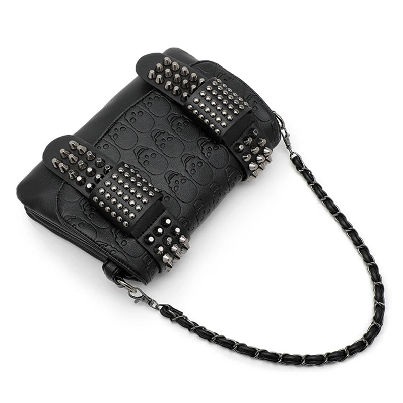 Skull Rivet Shoulder Bag Punk Style Crossbody Bags for Women