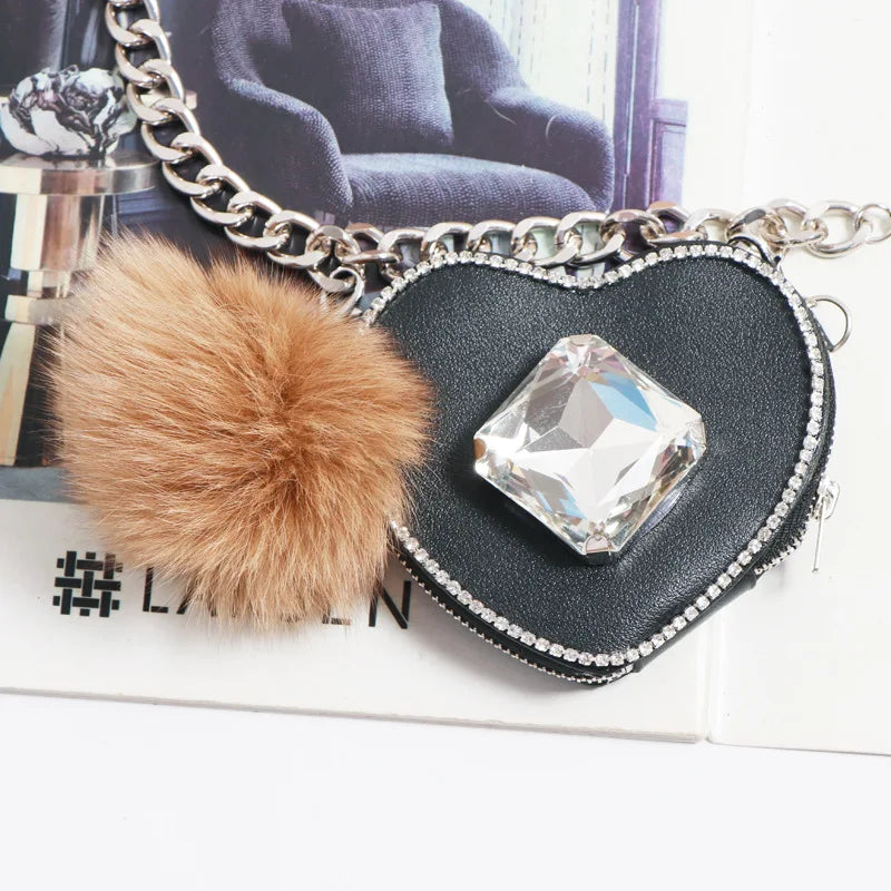 Plush Belt Bag Women's Diamond Mini Waist Pack Fur Fanny Pack ZM1194