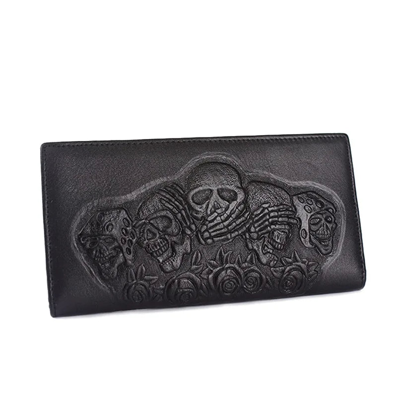 Leather Skull Wallet Women Purse Vintage Men Wallets Clutch Bag ZM0355