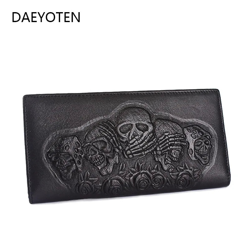 Leather Skull Wallet Women Purse Vintage Men Wallets Clutch Bag ZM0355