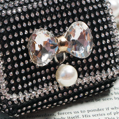 Pearl Chain Fanny Pack for Women Lipstick Mini Bag Rhinestone Belt Bag