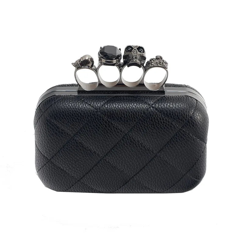 Skull Ring Handbag Women Evening Bags Punk Clutch Bag Chain Party Shoulder