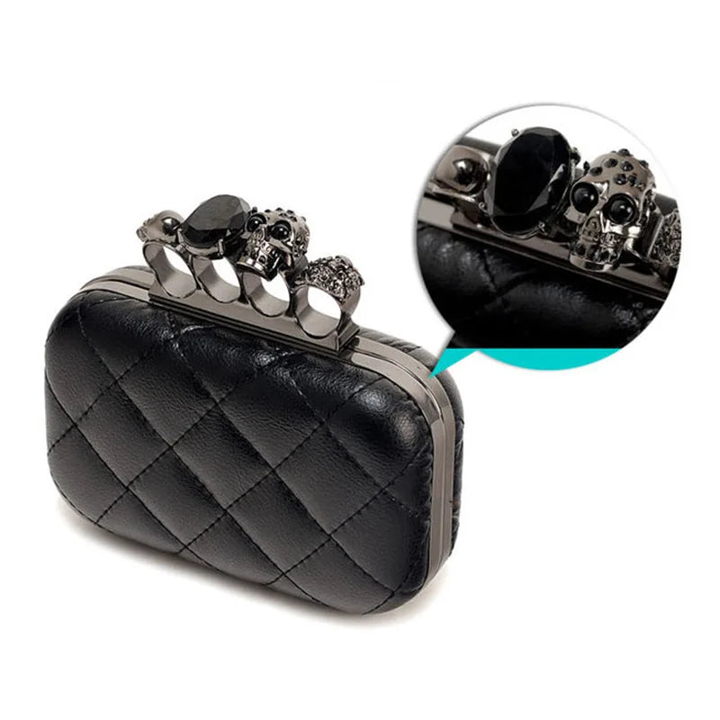 Skull Ring Handbag Women Evening Bags Punk Clutch Bag Chain Party Shoulder