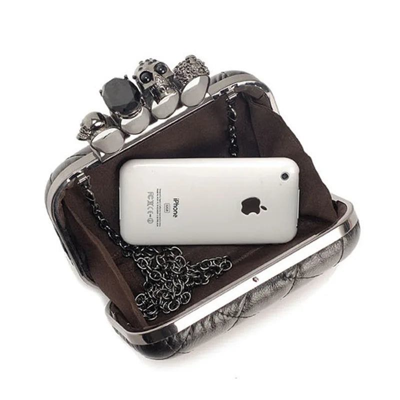 Skull Ring Handbag Women Evening Bags Punk Clutch Bag Chain Party Shoulder