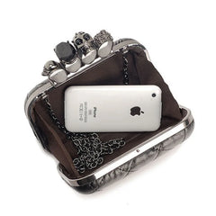 Skull Ring Handbag Women Evening Bags Punk Clutch Bag Chain Party Shoulder