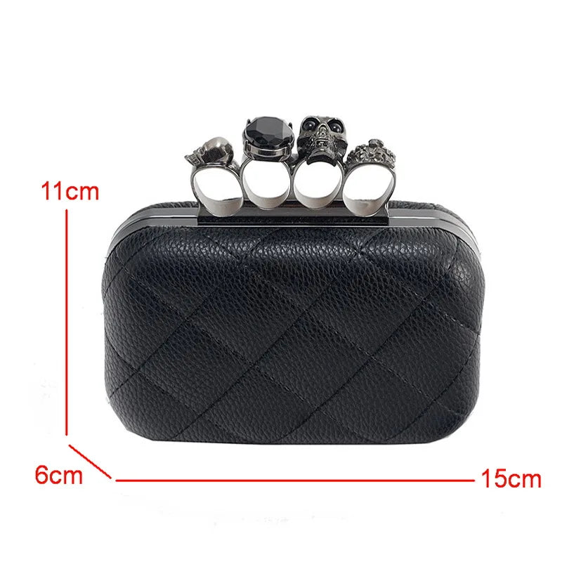 Skull Ring Handbag Women Evening Bags Punk Clutch Bag Chain Party Shoulder