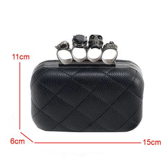 Skull Ring Handbag Women Evening Bags Punk Clutch Bag Chain Party Shoulder