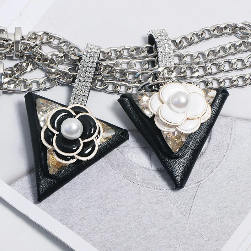 Metal Chain Waist Bag with Rhinestone Bag Red Small Belt Bag