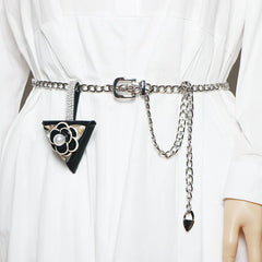 Metal Chain Waist Bag with Rhinestone Bag Red Small Belt Bag