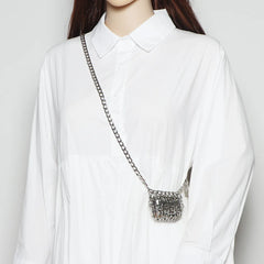 Metal Hollow Out Waist Bag Mini Chain Belt Handbag