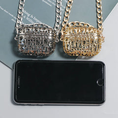 Metal Hollow Out Waist Bag Mini Chain Belt Handbag