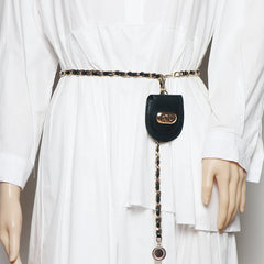 Mini Party Waist Bag Ladies Metal Chain Belt Bag Small Round Bag