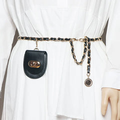 Mini Party Waist Bag Ladies Metal Chain Belt Bag Small Round Bag