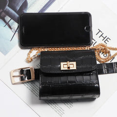 Women Chain Waist Bag Mini Purse Motorcycle Chest Phone Pouch ZM0933