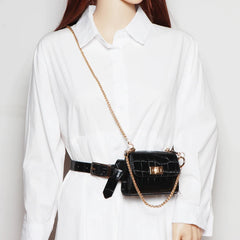Women Chain Waist Bag Mini Purse Motorcycle Chest Phone Pouch ZM0933