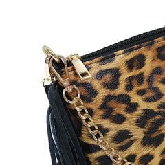 Leopard Crossbody Bags for Women Tassel Clutch Ladies Shoulder Messenger Bag