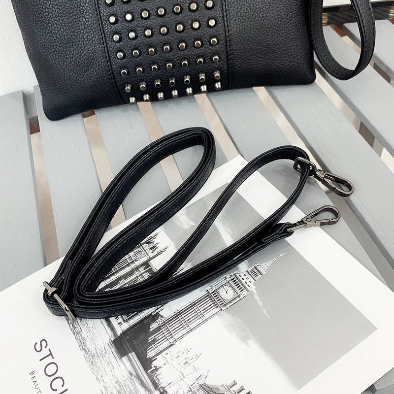 Punk Rivets Clutch Shoulder Bag Large Capacity Handbag Women's Purse