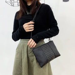 Punk Rivets Clutch Shoulder Bag Large Capacity Handbag Women's Purse