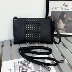 Punk Rivets Clutch Shoulder Bag Large Capacity Handbag Women's Purse
