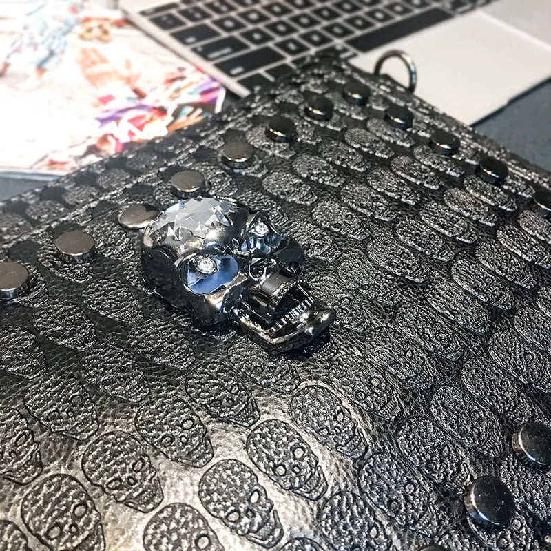 Rock Style Skull Rivet Shoulder Bag Large Capacity Envelope Clutch