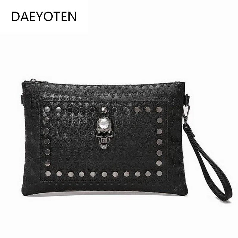 Rock Style Skull Rivet Shoulder Bag Large Capacity Envelope Clutch