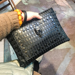 Rock Style Skull Rivet Shoulder Bag Large Capacity Envelope Clutch