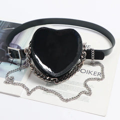 Silver Heart Shape Fanny Packs Chain Shoulder Messenger Lipstick Bag ZM1193