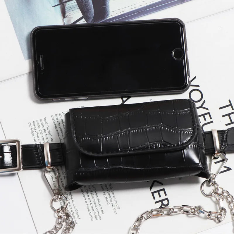 Women's Chain Decoration Fanny Pack Small Bag Lipstick Bag