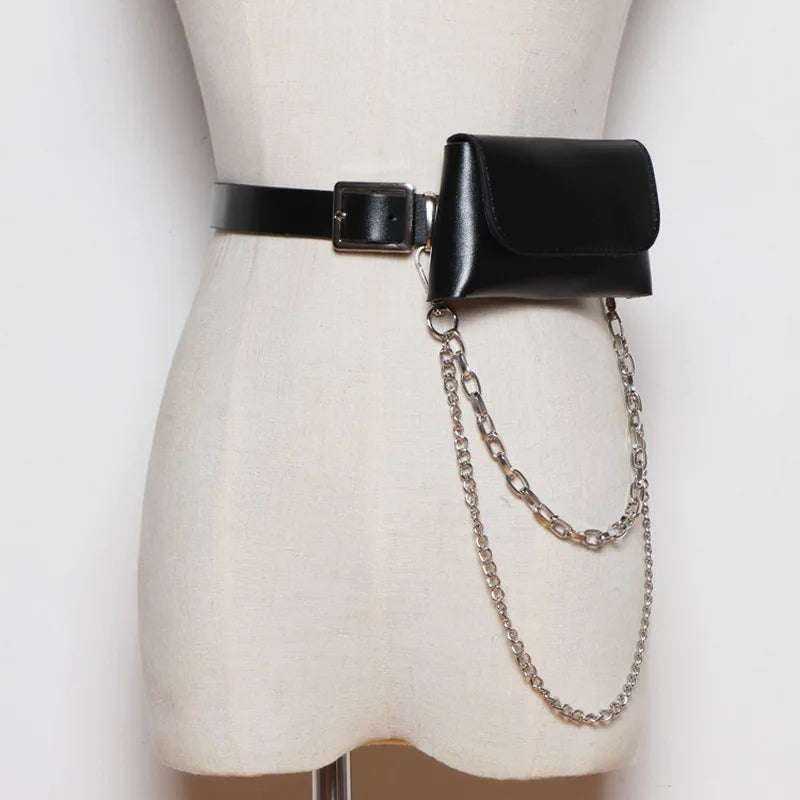 Women's Chain Decoration Fanny Pack Small Bag Lipstick Bag