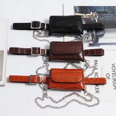 Women's Chain Decoration Fanny Pack Small Bag Lipstick Bag