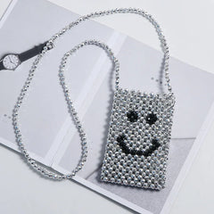 Summer Lipstick Bag Pearl Crossbody Coin Purse Woven Handbag