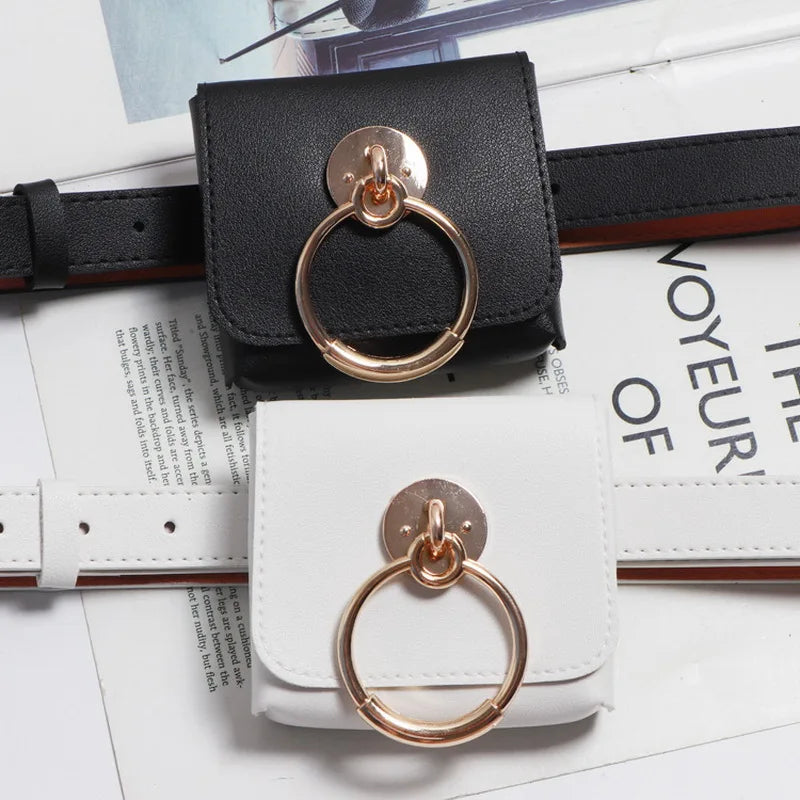 Women's Kidney Belt Bag Small Fanny Pack Metal Decoration Waist Bags ZM0779