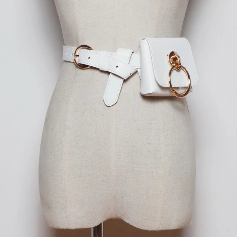 Women's Kidney Belt Bag Small Fanny Pack Metal Decoration Waist Bags ZM0779