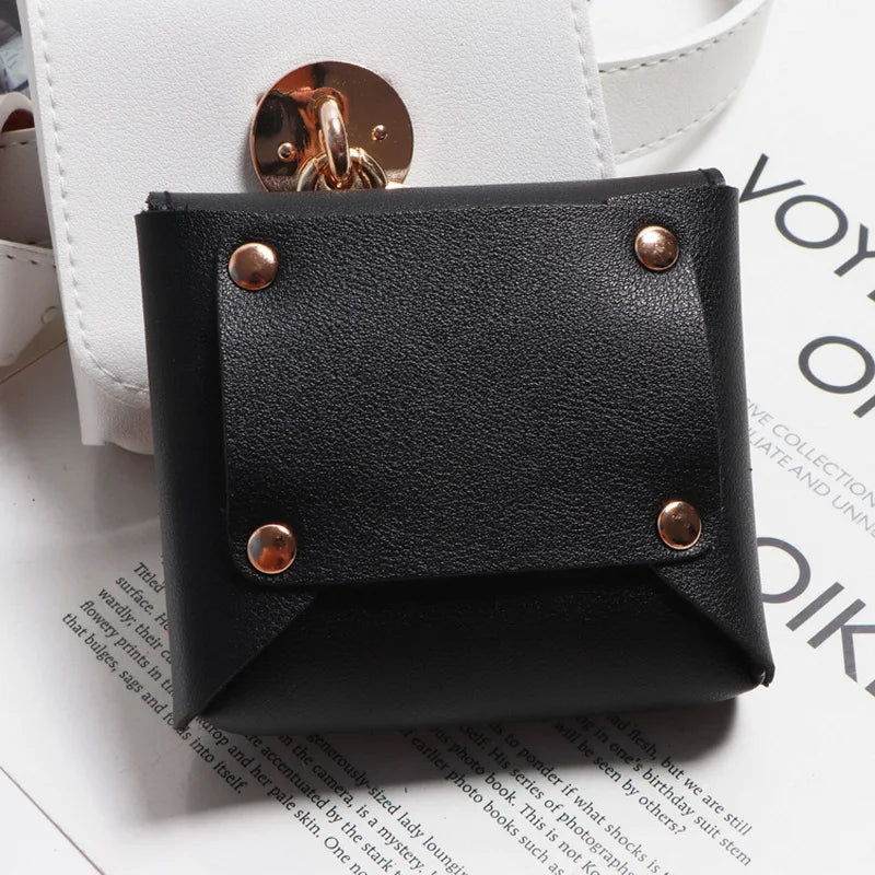 Women's Kidney Belt Bag Small Fanny Pack Metal Decoration Waist Bags ZM0779