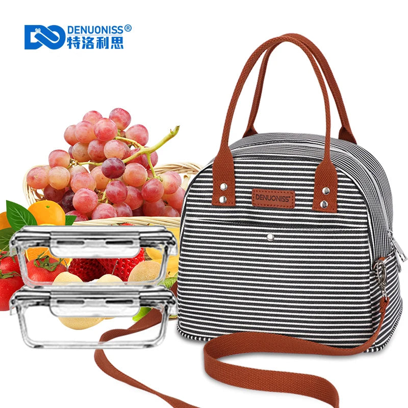 Women Insulated Lunch Box For Shoulder Kids Thermal Food Fresh Breakfast Bag Sto