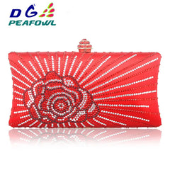 DGPeafowl Flap Crystal Floral Women Evening Clutch Bag 3 Colors