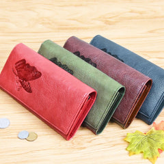 REAL Leather Women Wallet Butterfly Embossing Clutch Money Bag Female Wallet
