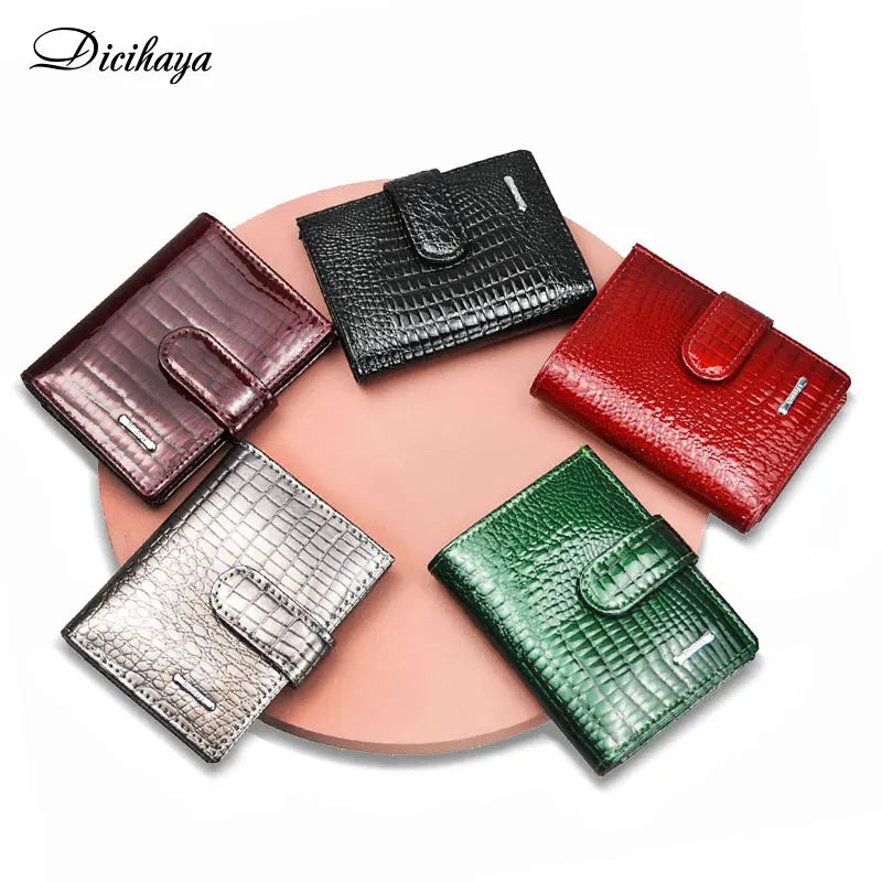 Genuine Leather Women Mini Wallet Multi-Cards Holder Small Hasp Wallet