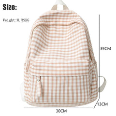 Plaid School Backpack for Women Teen Girls Travel Shoulder Bag Rucksack