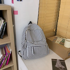 Plaid School Backpack for Women Teen Girls Travel Shoulder Bag Rucksack