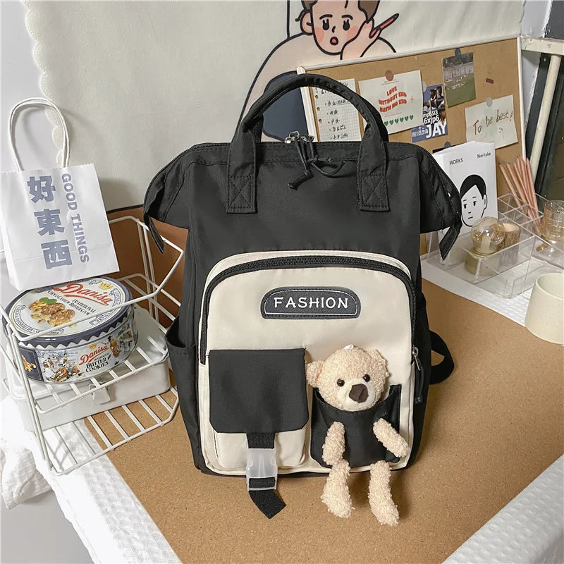 Preppy Purple Backpack Women Waterproof Candy Backpacks