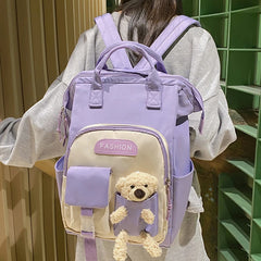 Preppy Purple Backpack Women Waterproof Candy Backpacks