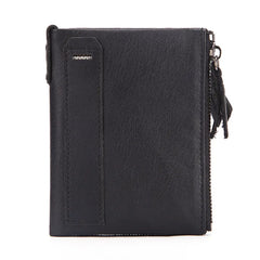 Real Cow Leather Men Wallets Trifold Short Purse Small Slim